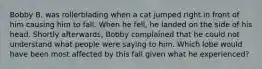 Bobby B. was rollerblading when a cat jumped right in front of him causing him to fall. When he fell, he landed on the side of his head. Shortly afterwards, Bobby complained that he could not understand what people were saying to him. Which lobe would have been most affected by this fall given what he experienced?