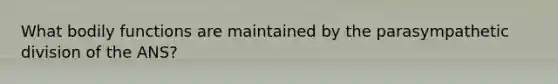 What bodily functions are maintained by the parasympathetic division of the ANS?