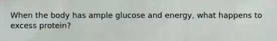 When the body has ample glucose and energy, what happens to excess protein?