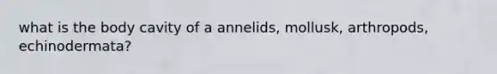 what is the body cavity of a annelids, mollusk, arthropods, echinodermata?