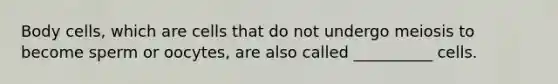 Body cells, which are cells that do not undergo meiosis to become sperm or oocytes, are also called __________ cells.