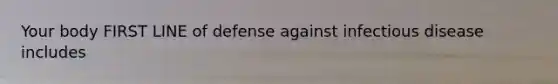 Your body FIRST LINE of defense against infectious disease includes