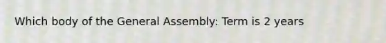 Which body of the General Assembly: Term is 2 years