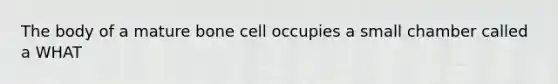 The body of a mature bone cell occupies a small chamber called a WHAT