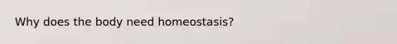 Why does the body need homeostasis?