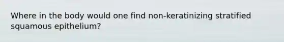 Where in the body would one find non-keratinizing stratified squamous epithelium?