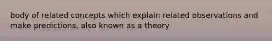 body of related concepts which explain related observations and make predictions, also known as a theory