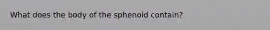 What does the body of the sphenoid contain?