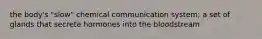 the body's "slow" chemical communication system; a set of glands that secrete hormones into the bloodstream