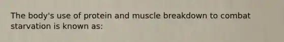 The body's use of protein and muscle breakdown to combat starvation is known as: