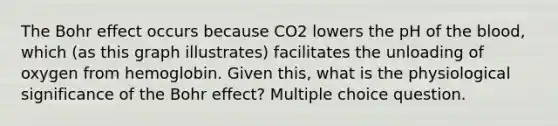 The Bohr effect occurs because CO2 lowers the pH of the blood, which (as this graph illustrates) facilitates the unloading of oxygen from hemoglobin. Given this, what is the physiological significance of the Bohr effect? Multiple choice question.