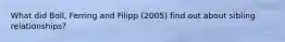 What did Boll, Ferring and Filipp (2005) find out about sibling relationships?