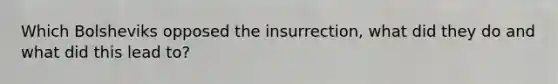 Which Bolsheviks opposed the insurrection, what did they do and what did this lead to?