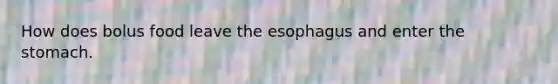 How does bolus food leave the esophagus and enter the stomach.