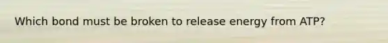Which bond must be broken to release energy from ATP?