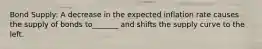 Bond Supply: A decrease in the expected inflation rate causes the supply of bonds to_______ and shifts the supply curve to the left.