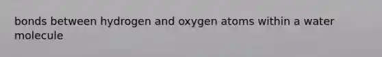 bonds between hydrogen and oxygen atoms within a water molecule