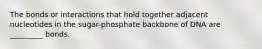 The bonds or interactions that hold together adjacent nucleotides in the sugar-phosphate backbone of DNA are _________ bonds.