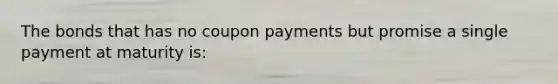 The bonds that has no coupon payments but promise a single payment at maturity is: