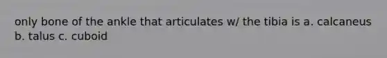 only bone of the ankle that articulates w/ the tibia is a. calcaneus b. talus c. cuboid