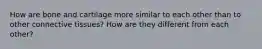 How are bone and cartilage more similar to each other than to other connective tissues? How are they different from each other?