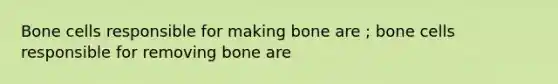 Bone cells responsible for making bone are ; bone cells responsible for removing bone are