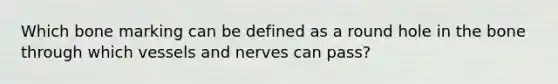 Which bone marking can be defined as a round hole in the bone through which vessels and nerves can pass?