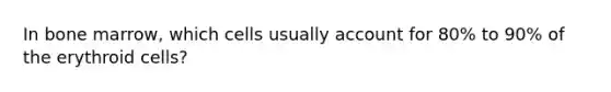 In bone marrow, which cells usually account for 80% to 90% of the erythroid cells?