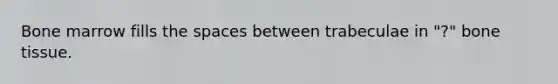 Bone marrow fills the spaces between trabeculae in "?" bone tissue.