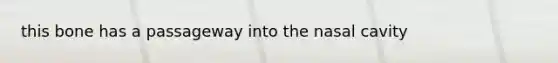 this bone has a passageway into the nasal cavity