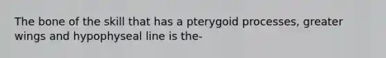 The bone of the skill that has a pterygoid processes, greater wings and hypophyseal line is the-