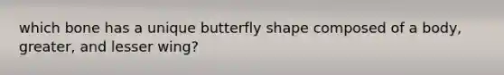 which bone has a unique butterfly shape composed of a body, greater, and lesser wing?