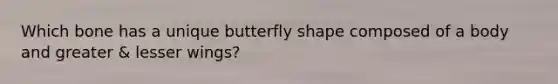 Which bone has a unique butterfly shape composed of a body and greater & lesser wings?