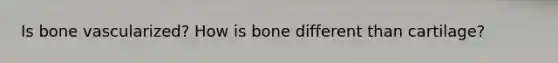 Is bone vascularized? How is bone different than cartilage?