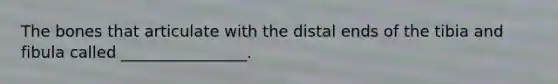 The bones that articulate with the distal ends of the tibia and fibula called ________________.