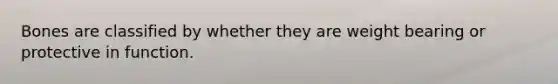 Bones are classified by whether they are weight bearing or protective in function.