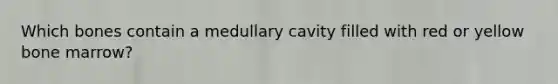 Which bones contain a medullary cavity filled with red or yellow bone marrow?