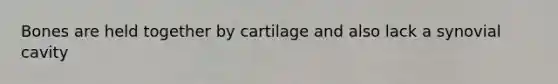 Bones are held together by cartilage and also lack a synovial cavity