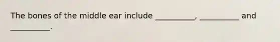 The bones of the middle ear include __________, __________ and __________.