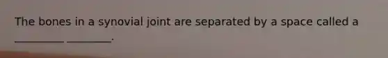 The bones in a synovial joint are separated by a space called a _________ ________.