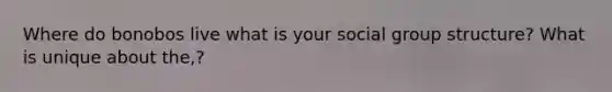 Where do bonobos live what is your social group structure? What is unique about the,?