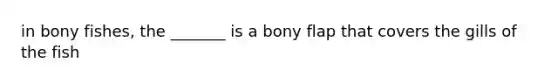 in bony fishes, the _______ is a bony flap that covers the gills of the fish