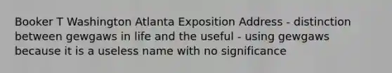 Booker T Washington Atlanta Exposition Address - distinction between gewgaws in life and the useful - using gewgaws because it is a useless name with no significance