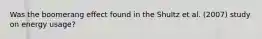 Was the boomerang effect found in the Shultz et al. (2007) study on energy usage?