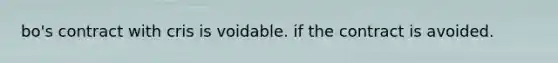 bo's contract with cris is voidable. if the contract is avoided.