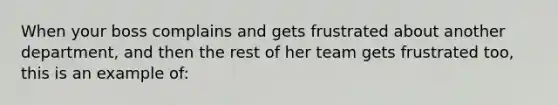 When your boss complains and gets frustrated about another department, and then the rest of her team gets frustrated too, this is an example of: