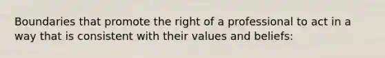 Boundaries that promote the right of a professional to act in a way that is consistent with their values and beliefs: