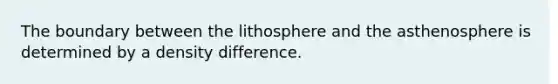 The boundary between the lithosphere and the asthenosphere is determined by a density difference.