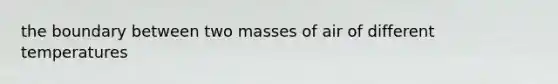 the boundary between two masses of air of different temperatures