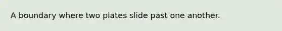 A boundary where two plates slide past one another.